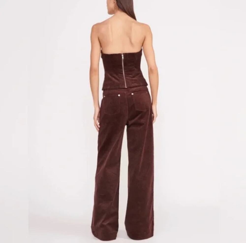 STAUD Grayson Corduroy Pants Brown Wide Leg 10